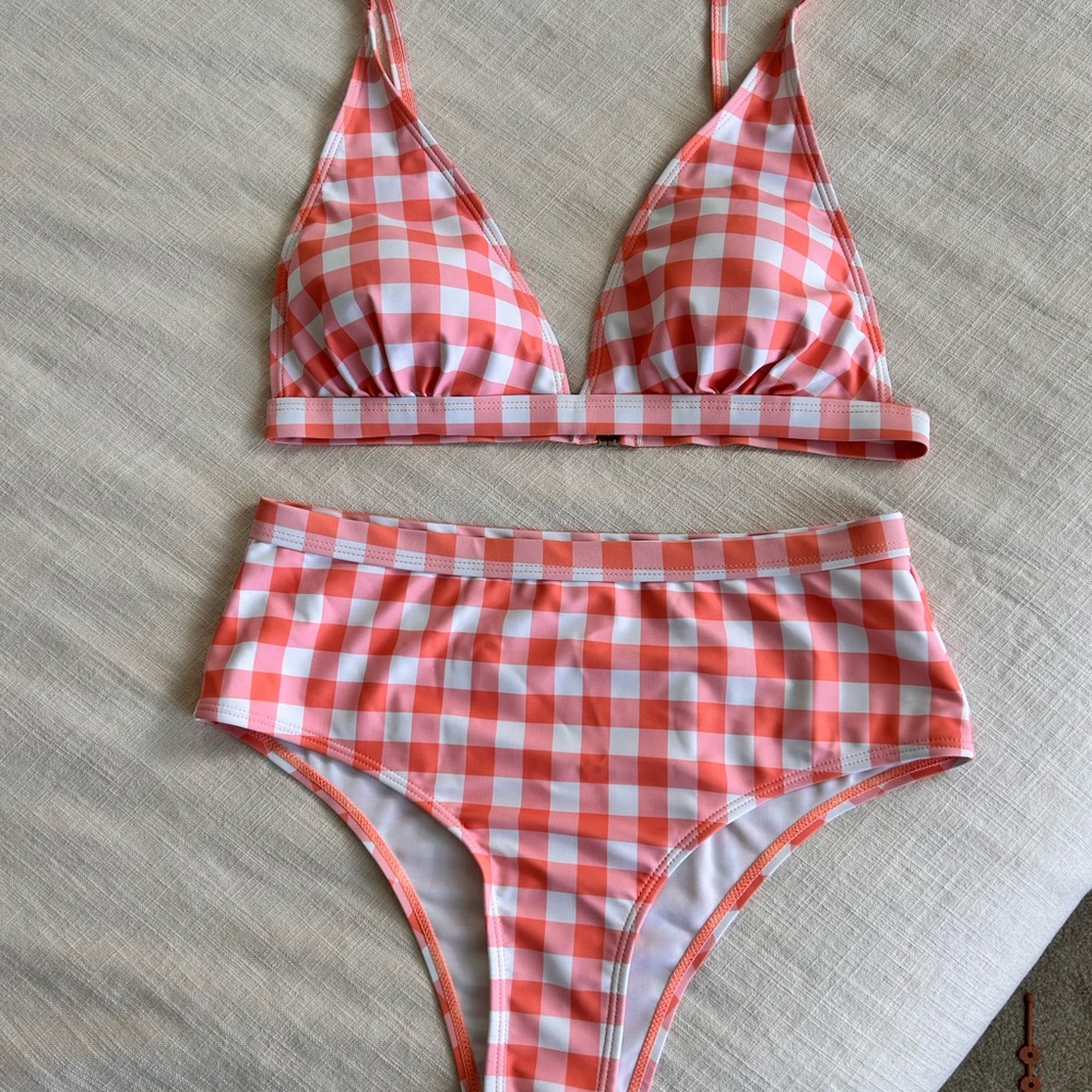 Gingham High Waisted Bikini Set